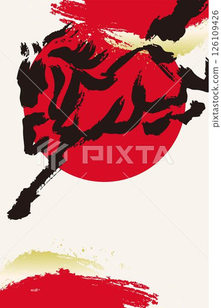 New Year's card 2026 New Year's 2026 Horse Year of the Horse Horse Zodiac Sumi-e Ink painting Template Design Illustration material New Year's card 2026 New Year's 2026 Horse Year of the Horse Horse Zodiac Sumi-e Ink painting Template Design Illustration material 126109426