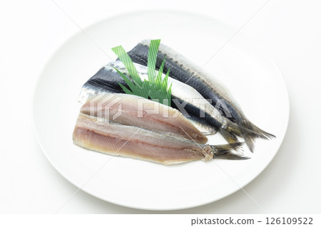 Sardine fillet on white background Sardine fillet on white background 126109522
