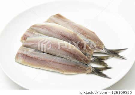 Sardine fillet on white background Sardine fillet on white background 126109530