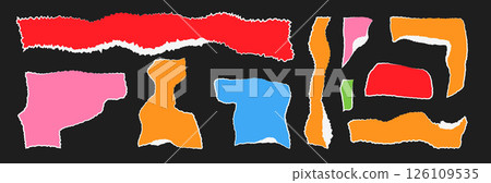 Creative torn paper collage showcasing vibrant zine culture in urban environment 126109535