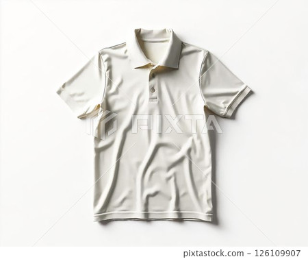 Classic short sleeve polo shirt displayed on a clean background, highlighting fabric texture and design elements 126109907