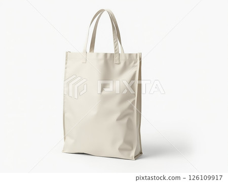 Minimalist beige tote bag displayed against a plain background for a modern accessory showcase Minimalist beige tote bag displayed against a plain background for a modern accessory showcase 126109917