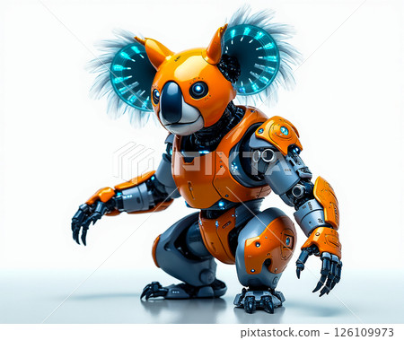 Robot koala designed with innovative technology in a futuristic setting showcasing creative engineering and unique aesthetics Robot koala designed with innovative technology in a futuristic setting showcasing creative engineering and unique aesthetics 126109973