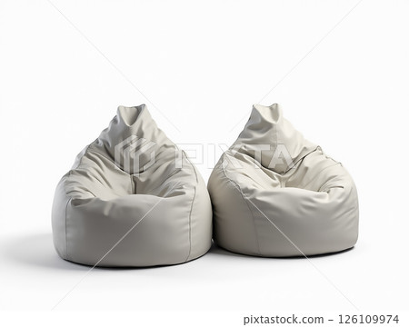 Comfortable bean bag chairs designed for relaxation in a cozy modern living space Comfortable bean bag chairs designed for relaxation in a cozy modern living space 126109974