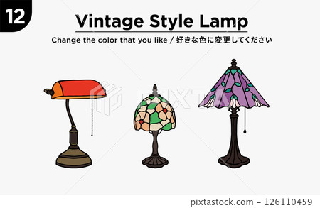 具有復古風格的老式燈籠。經典、優雅、日式彩色玻璃美學和創意物品，滿足最高需求。 126110459