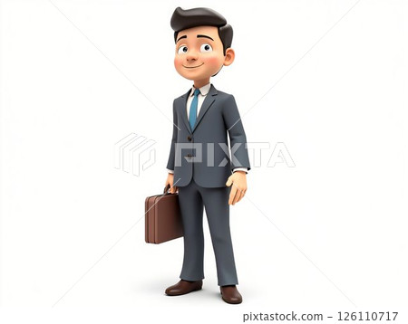 Young businessman standing confidently in a suit with a briefcase in a neutral background Young businessman standing confidently in a suit with a briefcase in a neutral background 126110717