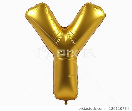 Bright golden letter Y balloon decoration for festive celebrations and parties 126110784