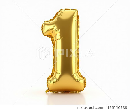 Gold number one balloon used for birthday celebration or anniversary decoration in a festive setting Gold number one balloon used for birthday celebration or anniversary decoration in a festive setting 126110788