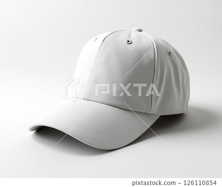 Stylish gray cap on a plain background showcasing modern design and casual appeal Stylish gray cap on a plain background showcasing modern design and casual appeal 126110854