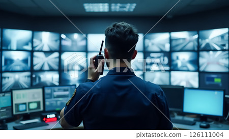 Monitoring security operations in a control room with multiple surveillance screens Monitoring security operations in a control room with multiple surveillance screens 126111004