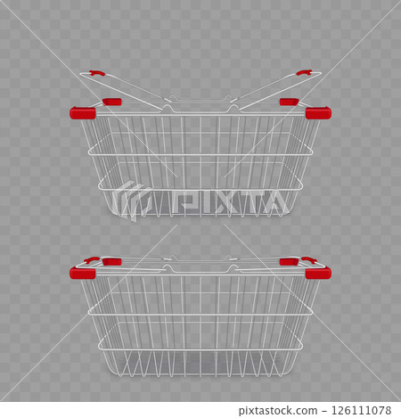 Empty Shopping Basket with Red Handles Vector 126111078