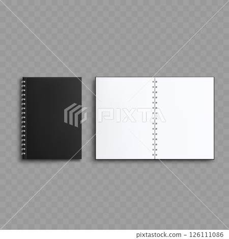 Set of Spiral Bound Blank Notebooks - Vector 126111086