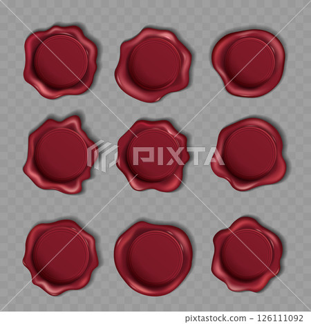 Set of Red Wax Seal Designs - Vector Set of Red Wax Seal Designs - Vector 126111092