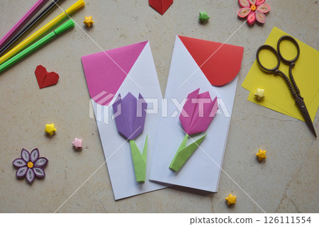 Crafting Handmade Cards with Paper Flowers, Birds and Butterflies. Perfect Gifts for Special Occasions. Creating Unique Greeting Card Featuring Origami, Quilling. Lovely Present for Any Occasion. 126111554