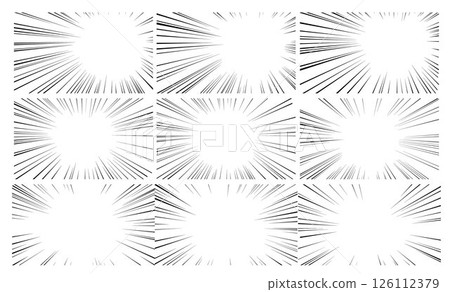 Comic manga speed action, Hand drawn zoom effect, Action frame lines, Abstract explosive template with speed lines vector 126112379
