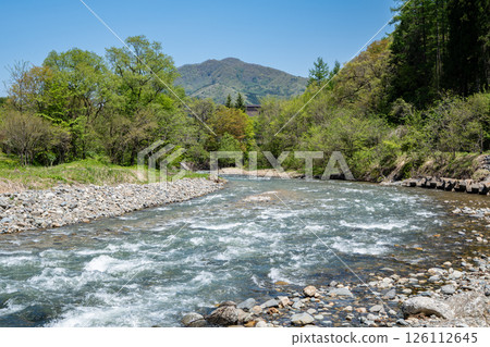 Fresh green trees and clear streams in Hakuba Village, Nagano Prefecture 126112645