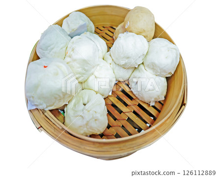 Top view of stuffed steamed bun, focus selective 126112889