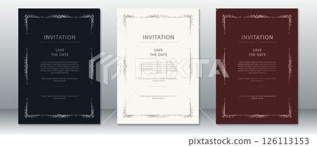 Vintage Elegant Wedding Invitation Set with Ornamental Frames. Black, Cream and Burgundy 126113153