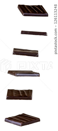 Cut out of square of chocolates flying Cut out of square of chocolates flying 126113248