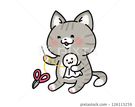 A cat making a Teru Teru Bouzu 126113259