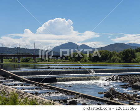 Scenery along the Yamato River with a blue sky Scenery along the Yamato River with a blue sky 126113566