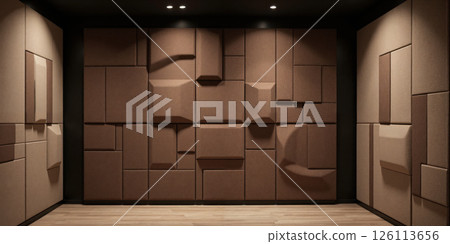 Mocha Musse acoustic panels installed on walls in a home theater or entertainment room, providing both functional soundproofing and aesthetic 126113656