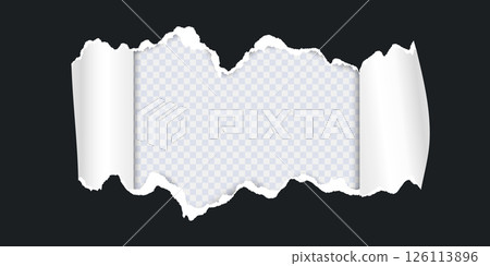 Black paper with triangular hole with torn adges 126113896