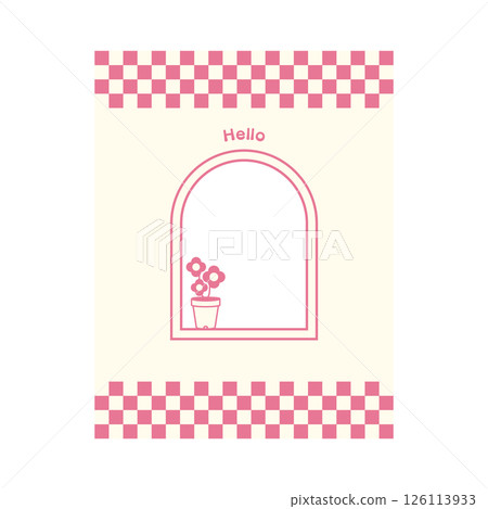 美式餐廳風格令人印象深刻的窗框卡片模板粉紅色 美式餐廳風格令人印象深刻的窗框卡片模板粉紅色 126113933