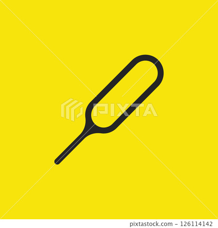 Sim ejector. Tool for removing SIM card from smartphone. Flat Vector illustration on yellow background 126114142