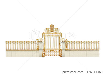 golden gates to Versailles castle,france, isolated on white background golden gates to Versailles castle,france, isolated on white background 126114469