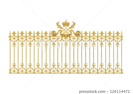 golden gates to Versailles castle,france, isolated on white background 126114472