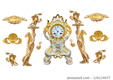 golden detail to Versailles castle. France. isolated on white background 126114477