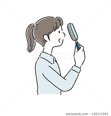 女人透過放大鏡看 女人透過放大鏡看 126115091