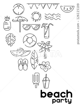 Background with summer items. Stylized beach objects. Background with summer items. Stylized beach objects. 126115109