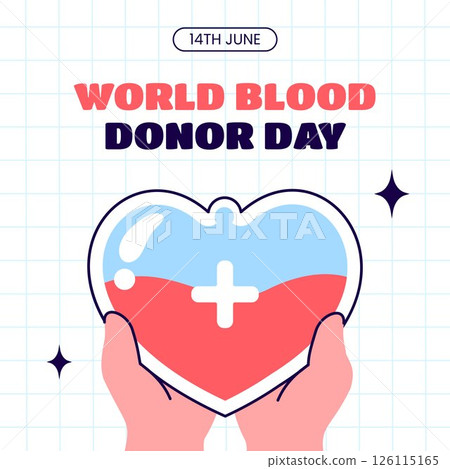 World Blood Donor Day Concept with Hand-Drawn Cartoon Elements Illustration 126115165