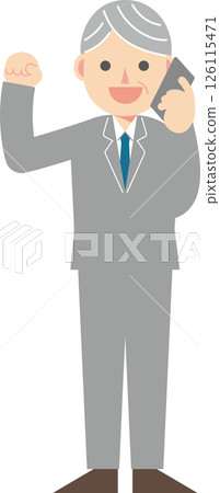 A businessman posing with a smartphone in hand 126115471
