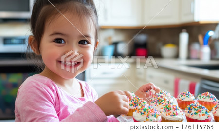 Bakers hands dust powdered sugar over a chocolate cake in dramatic light. Elegant scene for dessert, baking, and gourmet themes. 126115763