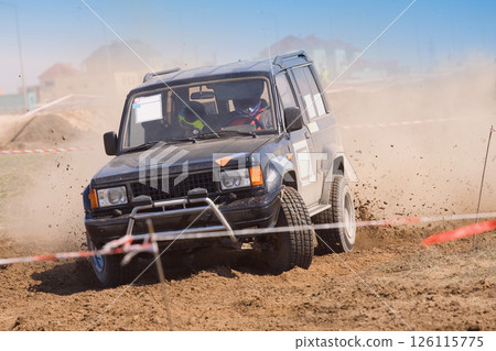 Off road rally raid 4X4 jeep sprint race. Off road rally raid 4X4 jeep sprint race. 126115775