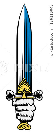 Sword Medieval Weapon Vintage Woodcut Tattoo Style Sword Medieval Weapon Vintage Woodcut Tattoo Style 126116043