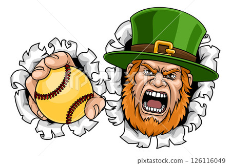 Leprechaun Celtic Irish Softball Ball Sport Mascot 126116049