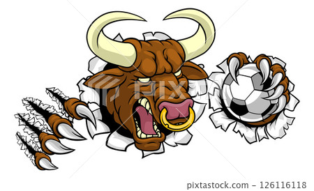 Bull Minotaur Longhorn Cow Soccer Mascot Cartoon Bull Minotaur Longhorn Cow Soccer Mascot Cartoon 126116118