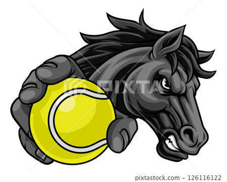 Horse Mustang Stallion Tennis Sports Team Mascot Horse Mustang Stallion Tennis Sports Team Mascot 126116122