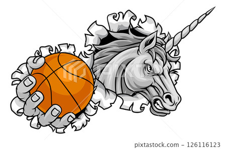 Unicorn Horse Stallion Basketball Sports Mascot 126116123