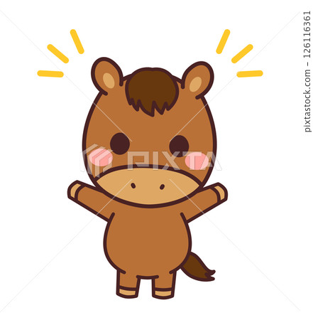 可愛的馬人物插畫素材 126116361