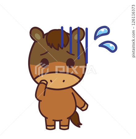 可愛的馬角色臉色蒼白插圖素材 126116373