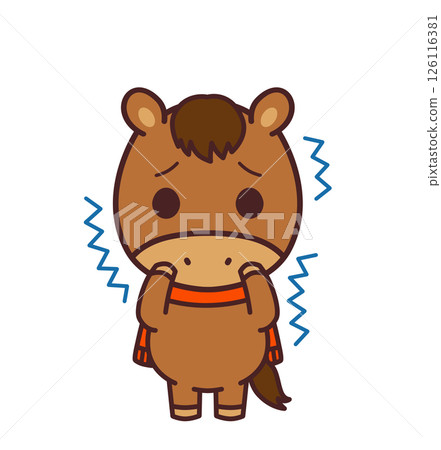 Cute horse character cold illustration material 126116381