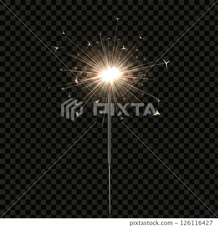 Vector illustration of bengal fire with bright sparks and light effects. 126116427