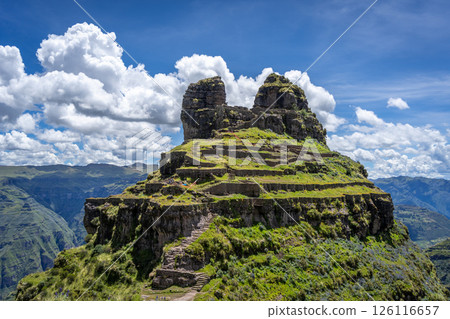 Ancient Inca Ruins of Waqrapukara in the Andean Mountains, Peru Ancient Inca Ruins of Waqrapukara in the Andean Mountains, Peru 126116657