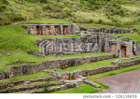 Ancient Inca water temple at Tambomachay, near Cusco, Peru Ancient Inca water temple at Tambomachay, near Cusco, Peru 126116659