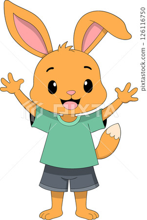 Rabbit welcoming vacation cartoon doodle 126116750